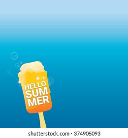 Hello summer vector creative concept background. Ice cream melts.