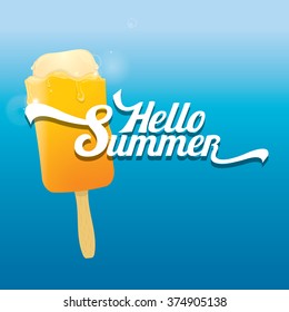 Hello summer vector creative concept background. Ice cream melts.