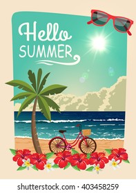 Hello Summer. Vector summer design.