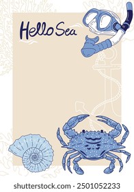 Hello summer vector design. Animal tropical elements, greeting background, Banner Illustration  Design.