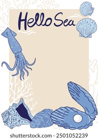 Hello summer vector design. Animal tropical elements, greeting background, Banner Illustration  Design.