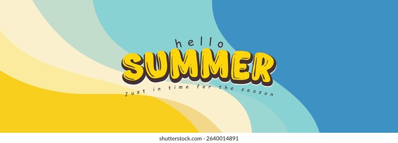 Hello Summer Vector Design with Beach Colors.