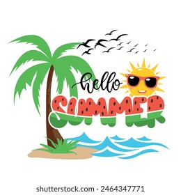 Hello Summer vector design, summer day 