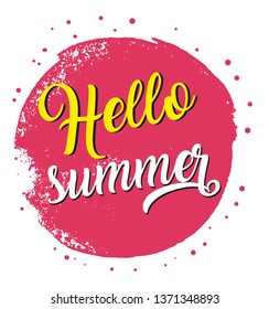 hello summer vector design lettering illustration