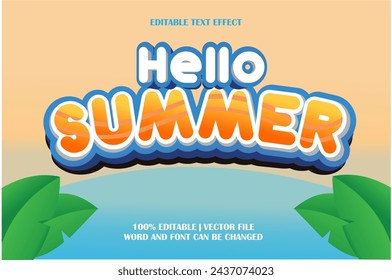 HELLO SUMMER VECTOR EDITABLE TEXT EFFECT EPS
