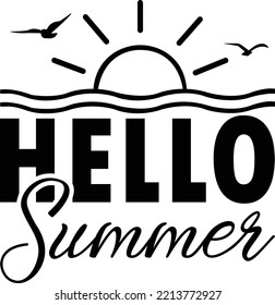 Hello summer vector file, Summer svg design svg