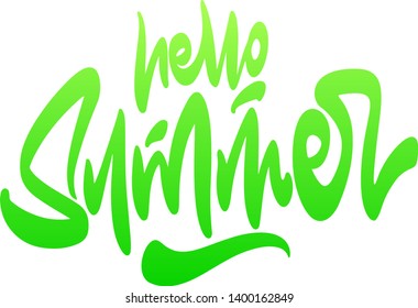 Hello Summer - Vector hand drawn lettering phrase. Modern brush calligraphy. Motivation and inspiration quotes for photo overlays, greeting cards, t-shirt print, posters 
