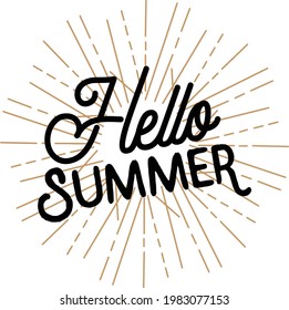 Hello Summer vector illustation background logo handwritten typography poster t shirt design