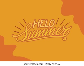Hello summer vector illustrated banner with text and retro yellow  isolated  background. Hello summer poster design template  sunglasses, summer vibe
