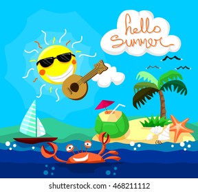 hello summer vector illustration