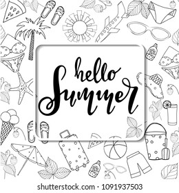 Hello Summer vector illustration, background.