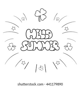 Hello Summer vector illustration, background. Sketchy hand drawn Doodle. Hand-drawn zentangle element. Eps 10. 