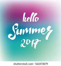 Hello Summer vector illustration, background. Hand lettering inspirational typography poster, banner.