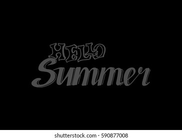 Hello Summer vector illustration, background. Fun quote vintage design logo or label. Hand lettering inspirational typography poster, banner.
