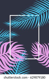 Hello Summer vector illustration, vector background. Calligraphy banner with tropical green leaves Hawaiian. Use for posters, covers, flyers, postcards, banner designs, travel