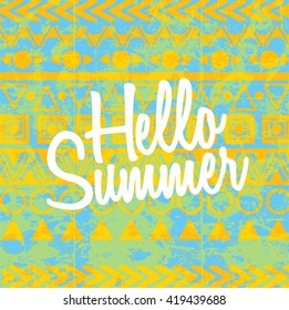 Hello Summer vector illustration. Boho Style