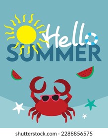 Hola ilustración vectorial de verano. Diseños de vectores coloridos para el verano
