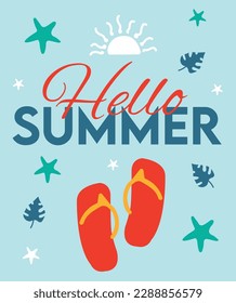 Hola ilustración vectorial de verano. Diseños de vectores coloridos para el verano