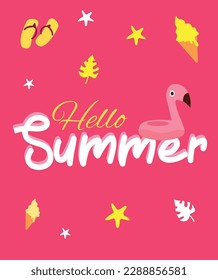 Hola ilustración vectorial de verano. Diseños de vectores coloridos para el verano