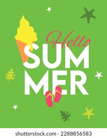 Hello summer vector illustration. Colorful vector designs for summer