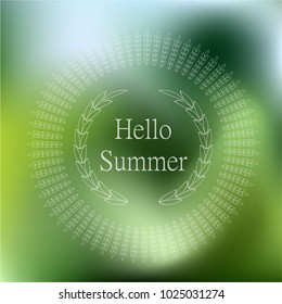 Hello Summer Vector illustration. gradient beautiful blurry color background. Nature blurred vector background. green forest