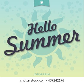 Hello Summer vector illustration. Vector hand lettering typography poster hello summer.