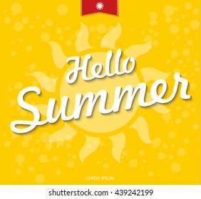 Hello Summer vector illustration. Vector hand lettering typography poster hello summer.