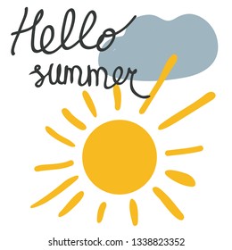 Hello summer vector illustration on white background. Eps10