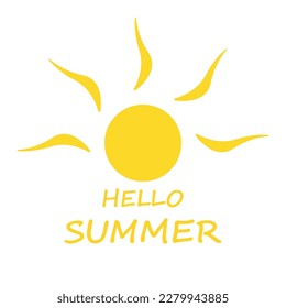 Hello summer. Vector illustration for print, wallpapers, fabric, postcard, flyer, invitation, banner, sticker, icon.