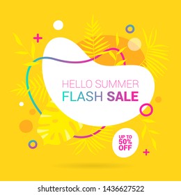 Hello summer vector illustration. Summer sale web banner template