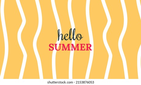 Hello summer vector illustration for social media design templates background with copy space for text. Summer landscapes background for banner, greeting card, poster, and advertising.