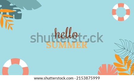 Hello summer vector illustration for social media design templates background with copy space for text. Summer landscapes background for banner, greeting card, poster, and advertising.