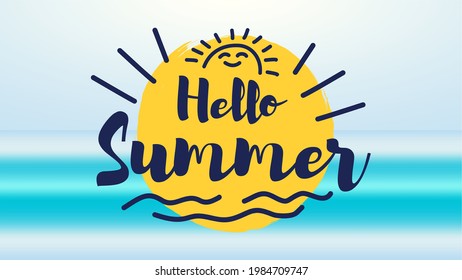 Hello Summer vector illustration. Sunny vector illustration. Design of social media, banner, poster, newsletter, advertisements, Sale template, leaflets, placards, brochure, wallpaper, t-shirt, flyer.