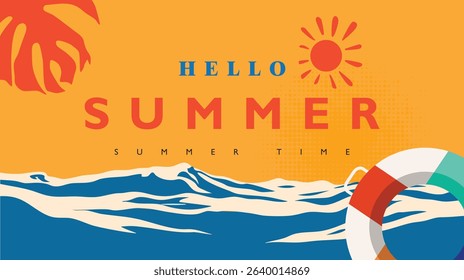 Hello Summer Vector Illustration With Tropical Theme