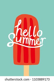 Hello Summer. Summer vector illustration, vacation poster set. flat and hand draw design. can be use for greeting and invitation card. 