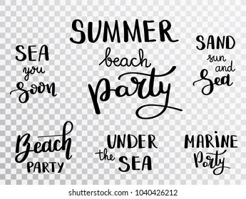 Hello Summer vector lettering. Summer calligraphy on a transparent background. Handwritten inscription can be used in web, print, art, textile, cards. Modern brush calligraphy.
