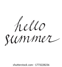 hello summer vector lettering. summer poster.	