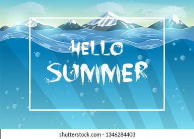 Hello Summer. Vector poster ocean bed 