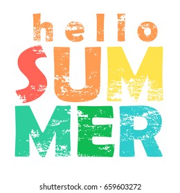 Hello summer, vector retro lettering on a white background, summer design, banner, typography poster, t-shirt design.