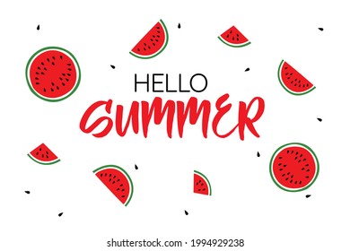 Hola Señal vectorial de verano con sandías.