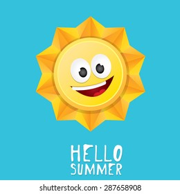 Hello Summer. vector summer smiling sun in blue sky