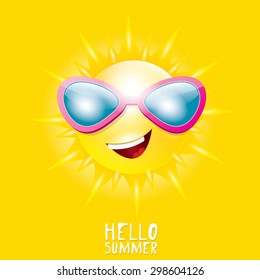 Hello Summer. vector summer smiling sun