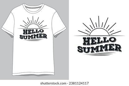 Hello Summer Vector T shirt Design white Tee