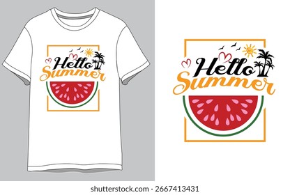 Hola diseño de camiseta de Vector de verano