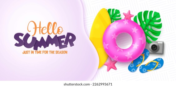 Hello summer vector template. Hello summer text in empty space with abstract design. Vector illustration summer season banner. 
