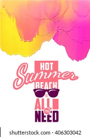 hello summer vector watercolor card template tour vacation summer texture travel isolated abstract holiday background scene splash sign shoreline beach art flag painting graphic graphical visual detai