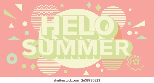 Hello Summer! Vibrant Summer Pattern Design with Bold Typography
