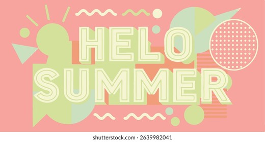 Hello Summer Vibrant Tropical Summer Pattern Flat Vector