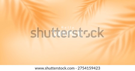 Hello Summer Warm Orange Tropical Poster with Palm Leaf Shadows and Seasonal Activity Typography