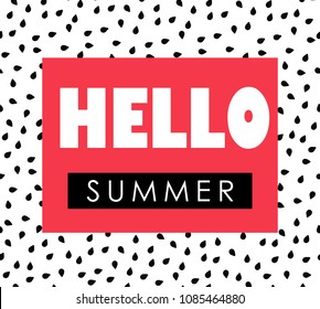 Hello Summer. Watermelon seeds background. Symbol of summer.